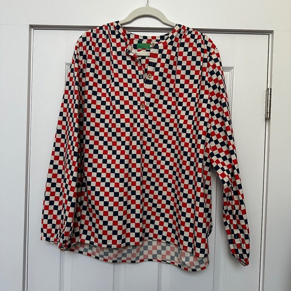 Clare V. Checkered Blouse - L - Picture 2 of 4